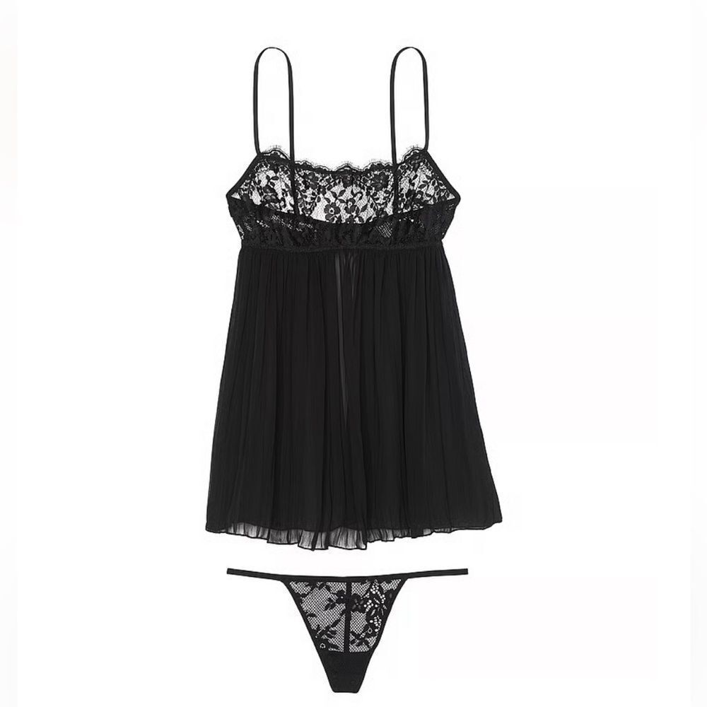 Victoria's Secret DREAM ANGELS Dare to Dream Lace Pleated Babydoll Set, XS. NWT! - Picture 3 of 13